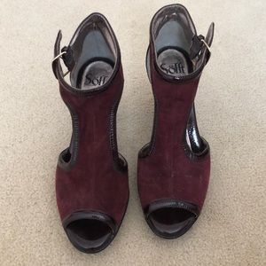 Sofft suede and leather wine heels